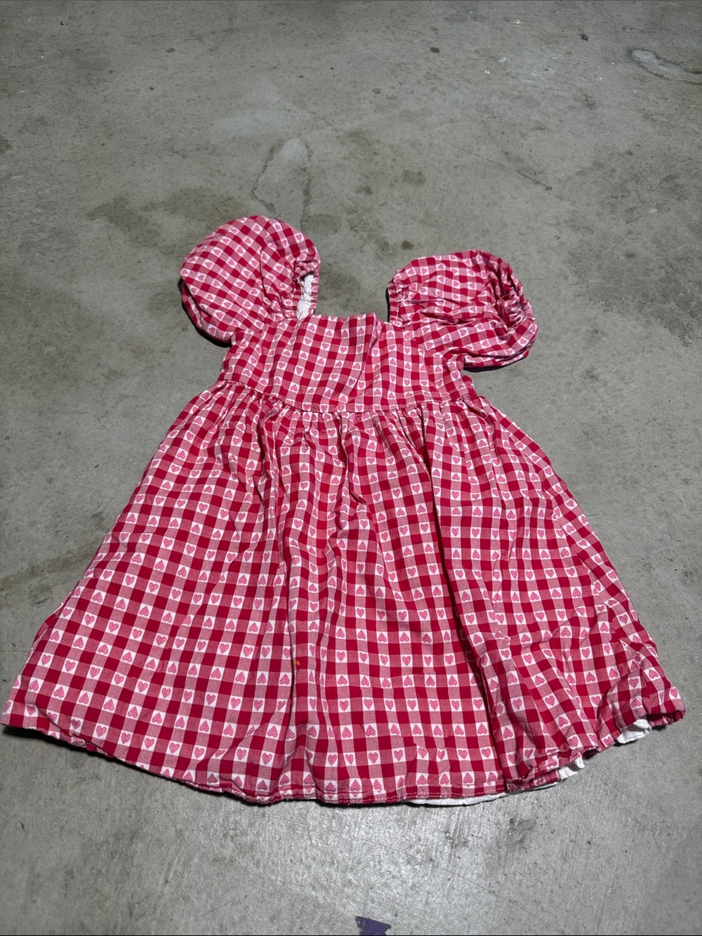 Janie and Jack Heart Gingham Puff-Sleeve Dress